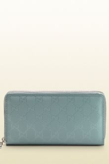 Gucci Light Blue Gg Imprimé Leather Zip Around Wallet - Lyst