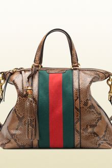 Gucci Rania Python Top Handle Bag - Lyst