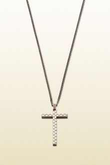 Gucci Cross Pendant Necklace with Diamante Motif - Lyst
