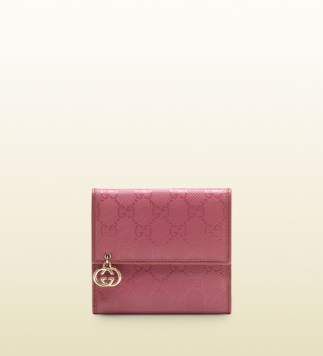 Gucci Dark Pink Gg Imprimeé Leather Flap French Wallet in Pink | Lyst