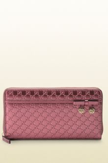 Gucci Micro Gg Leather Zip Around Wallet with Heart Charms - Lyst