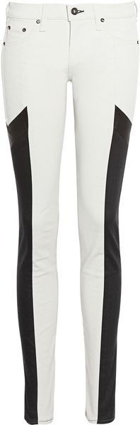 Rag & Bone The Grand Prix Leather Paneled Twill Leggings Style Jeans - Lyst