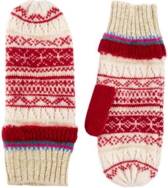 Asos Lambswool Mix Fairisle Mittens - Lyst