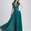 Elie Saab Lattice Chiffon Gown in Blue (forest) - Lyst