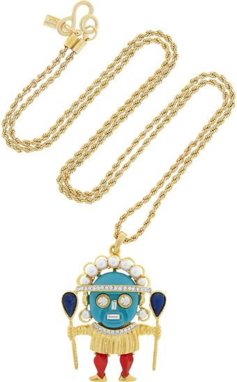 Kenneth Jay Lane 22karat Goldplated Resin Faux Pearl and Swarovski Crystal Necklace - Lyst
