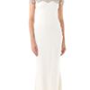 Marchesa Silk Column Gown with Tulle Overlay in White (cream) - Lyst