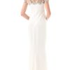 Marchesa Silk Column Gown with Tulle Overlay in White (cream) - Lyst