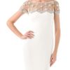 Marchesa Silk Column Gown with Tulle Overlay in White (cream) - Lyst