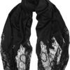 Valentino Embellished Lacetrimmed Cashmere Scarf in Black - Lyst
