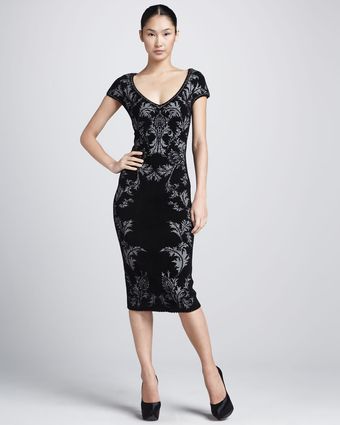 Zac Posen Bonded Jacquard Sheath Dr - Lyst