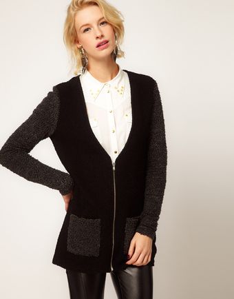 ASOS Collection  Contrast Cardigan with Zip - Lyst