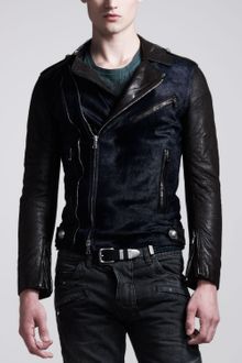 Balmain Calfhair Biker Jacket - Lyst