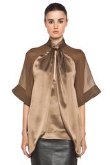 Givenchy Satin Tie Neck Blouse in Multi