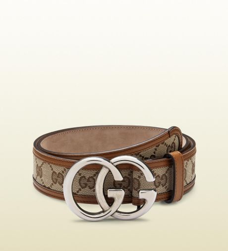 Gucci Original Gg Canvas Belt with Double G Buckle in Beige for Men | Lyst