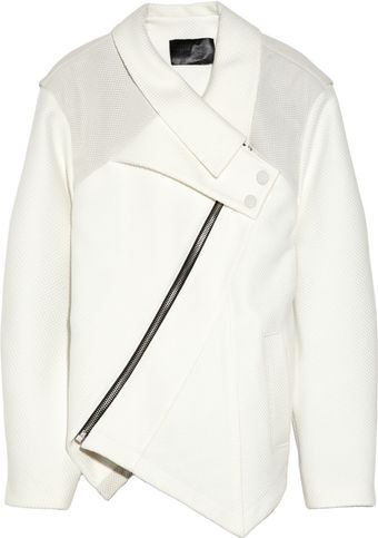 Proenza Schouler Asymmetric Leathercoated Woven Cotton Jacket - Lyst