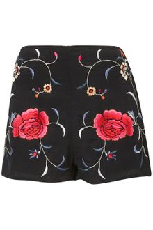 Topshop Coord Rose Embroidered Shorts - Lyst