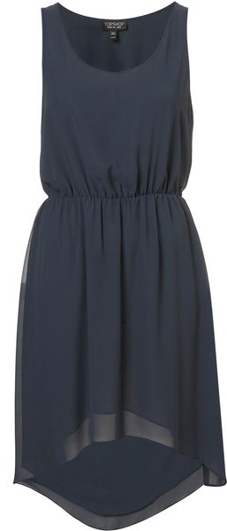 Topshop Chiffon Dip Hem Dress - Lyst