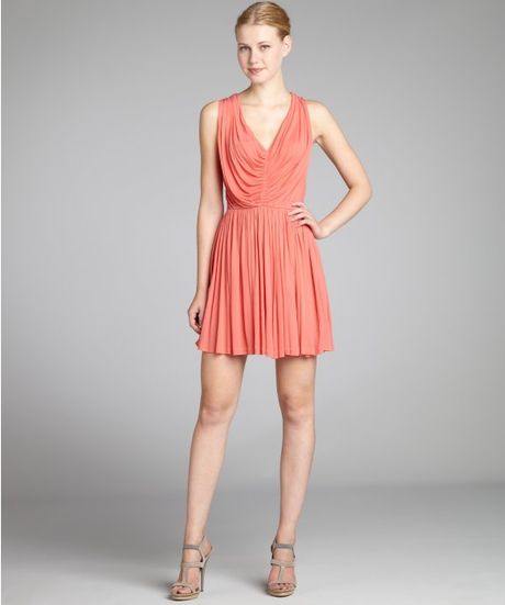 Alexander Mcqueen Pink Jersey Pleated Vneck Dress in Pink - Lyst