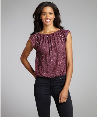 Alice + Olivia Dusty Plum Sequin Covered Silk Sicily Sleeveless Top - Lyst