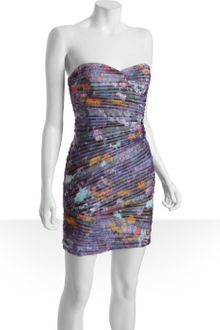BCBGMAXAZRIA Purple Abstract Print Mesh Kameron Tiered Strapless Dress - Lyst