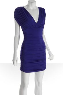 BCBGMAXAZRIA Regal Blue Jersey Nevis Ruched Vneck Dress - Lyst