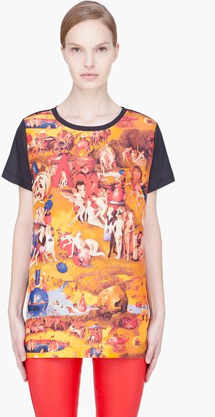 Carven Goldtone Middle Age Print Silk Tshirt - Lyst