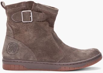 Diesel Grey Nubuck Bikerino Boots - Lyst