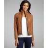 Dkny Camel Leather Quilted Shoulder Zip Front Motorcycle Jacket in Brown (camel) - Lyst