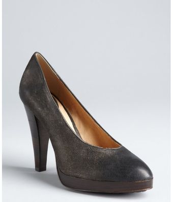 Frye Charcoal Oiled Leather Harlow Platform Pumps - Lyst