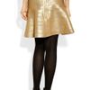 Hervé Léger Metalliccoated Bandage Flared Skirt in Gold (champagne) - Lyst
