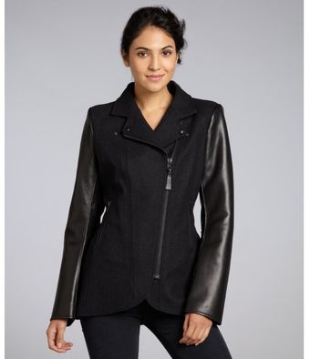 Mackage Charcoal Wool Blend Wiona Asymmetrical Zip Front Jacket - Lyst
