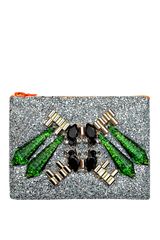 Mawi Mirrored Tubes Teadrop Crystals and Perxpex Spikes Single Glitter Clutch