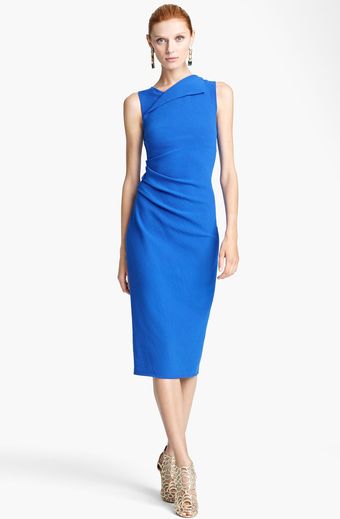 Oscar de la Renta Ruched Sheath Dress - Lyst