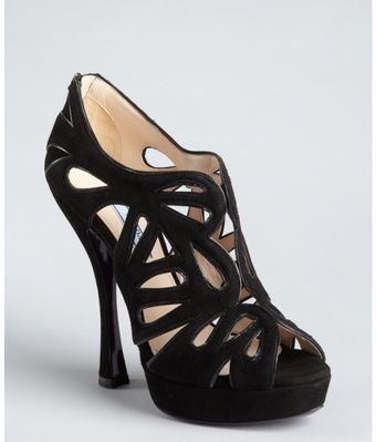 Prada  Suede Cutout Platform Peep Toe Pumps - Lyst