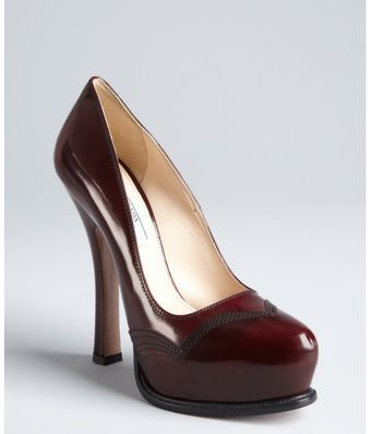 Prada  Leather Stitched Platform Pumps - Lyst