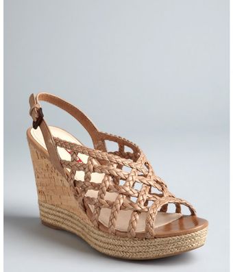 Prada  Braided Leather Cage Wedge Sandals - Lyst