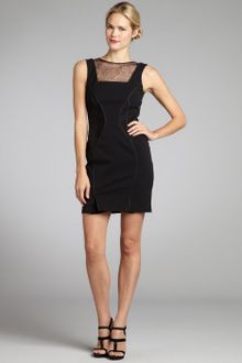 Vera Wang Lavender Black Stretch Lace Insert Vback Sheath Dress - Lyst
