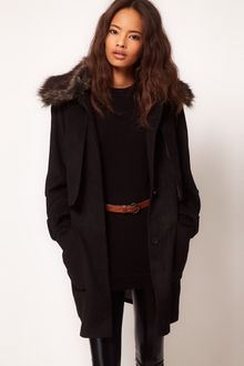 ASOS Collection Asos Fur Collar Oversized Coat - Lyst