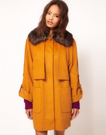 ASOS Collection  Fur Collar Oversized Coat - Lyst