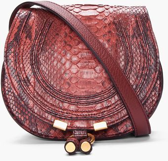 Chloé Burgundy Python Leather Marcie Bag - Lyst
