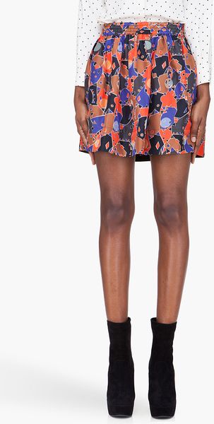 Marc By Marc Jacobs Red Silk Nata Camouflage Skirt - Lyst