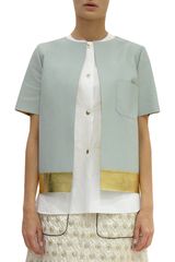 Marni Short Sleeve Leather Snap Jacket