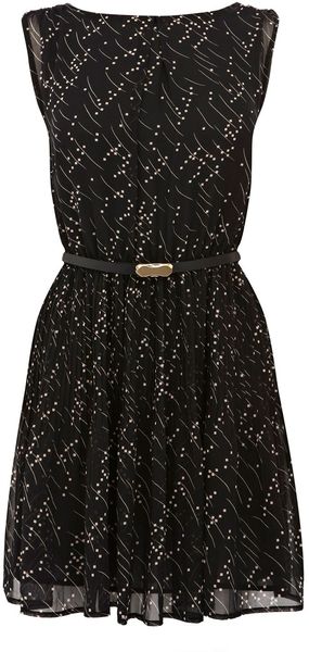 Oasis Deco Mode Pleat Belted Dress - Lyst