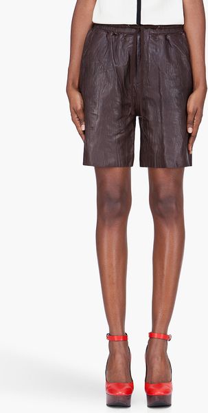 See By Chloé Chocolate Brown Sheepskin Shorts - Lyst