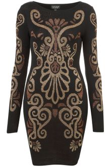 Topshop Knitted Baroque Bodycon Dress - Lyst