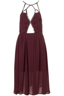 Topshop Embellished Cutaway Midi Dress - Lyst