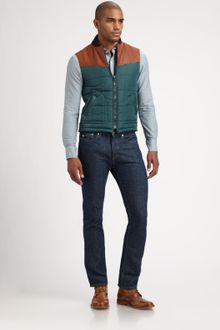 Band Of Outsiders Leather Nylon Vest - Lyst