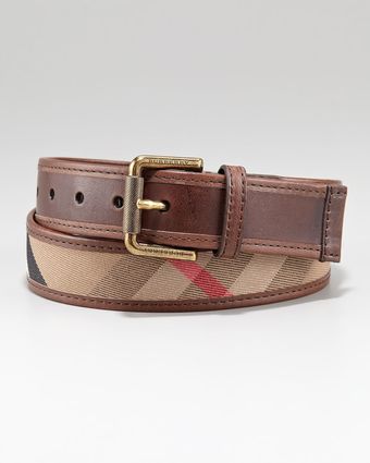 Burberry Check Leather Belt - Lyst