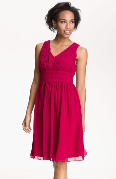 shirred chiffon gown