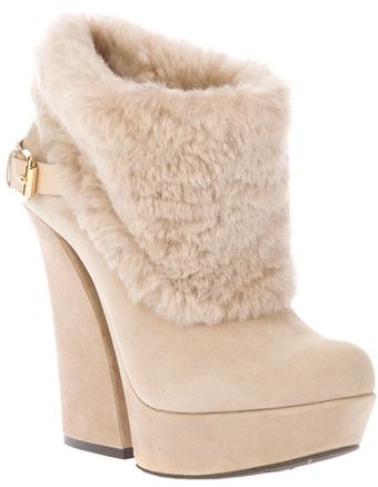 Gianmarco Lorenzi Shearling Cuffed Ankle Boot - Lyst